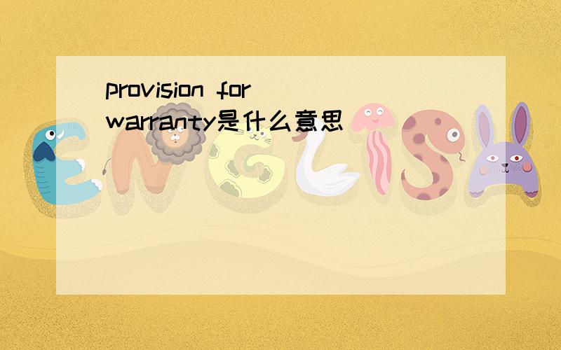 provision for warranty是什么意思