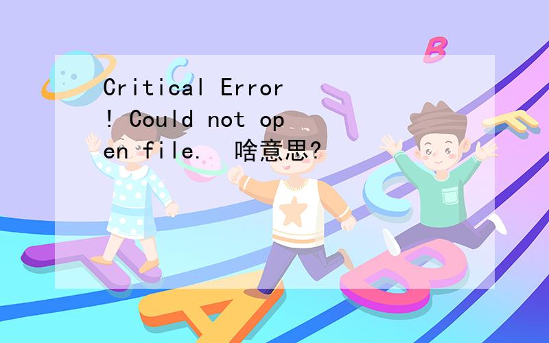 Critical Error! Could not open file.  啥意思?