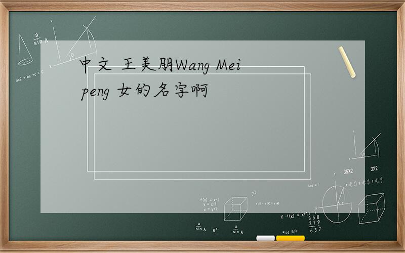 中文 王美朋Wang Mei peng 女的名字啊
