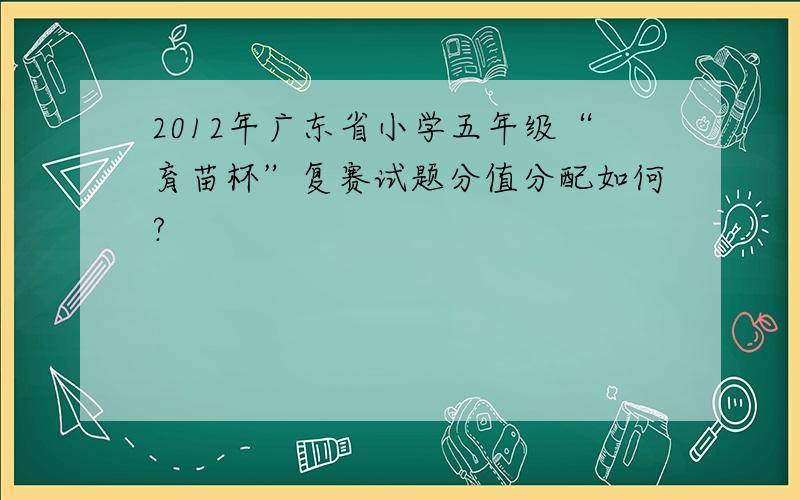 2012年广东省小学五年级“育苗杯”复赛试题分值分配如何?