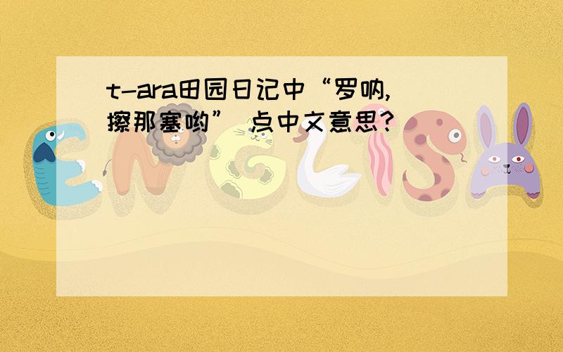 t-ara田园日记中“罗呐,擦那塞哟” 点中文意思?
