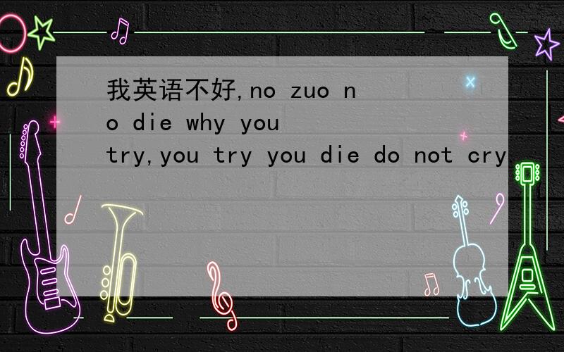 我英语不好,no zuo no die why you try,you try you die do not cry.