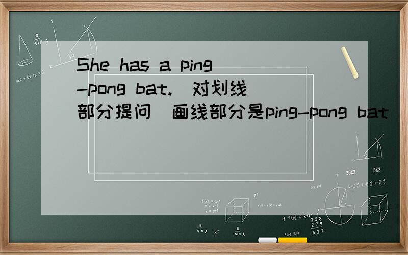 She has a ping-pong bat.（对划线部分提问）画线部分是ping-pong bat____ ____she ____?
