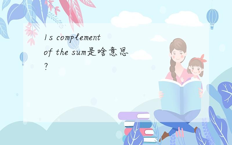 1s complement of the sum是啥意思?